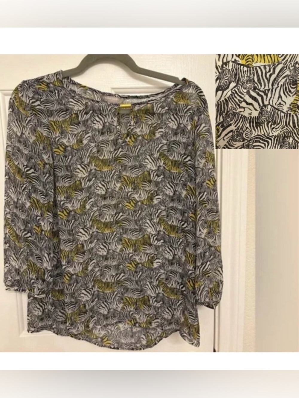 Banana Republic Zebra Print Blouse Safari Style Animal Print Dressy Work Small